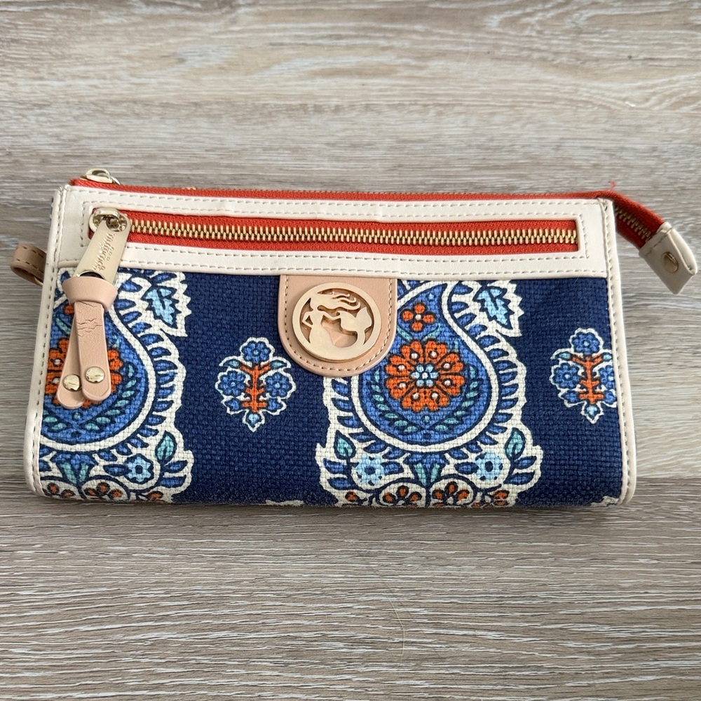 Spartina 449 Blue and Beige Paisley Wristlet